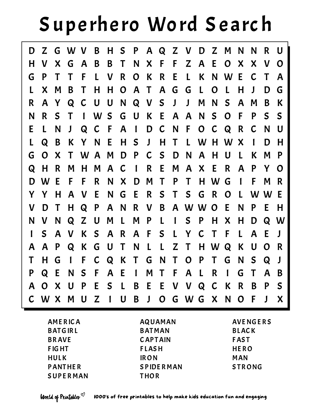 Printable Word Search | World Of Printables for Free Printable Word Search For Boys