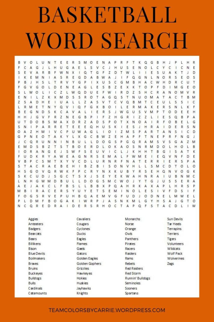 Basketball Word Search Printable