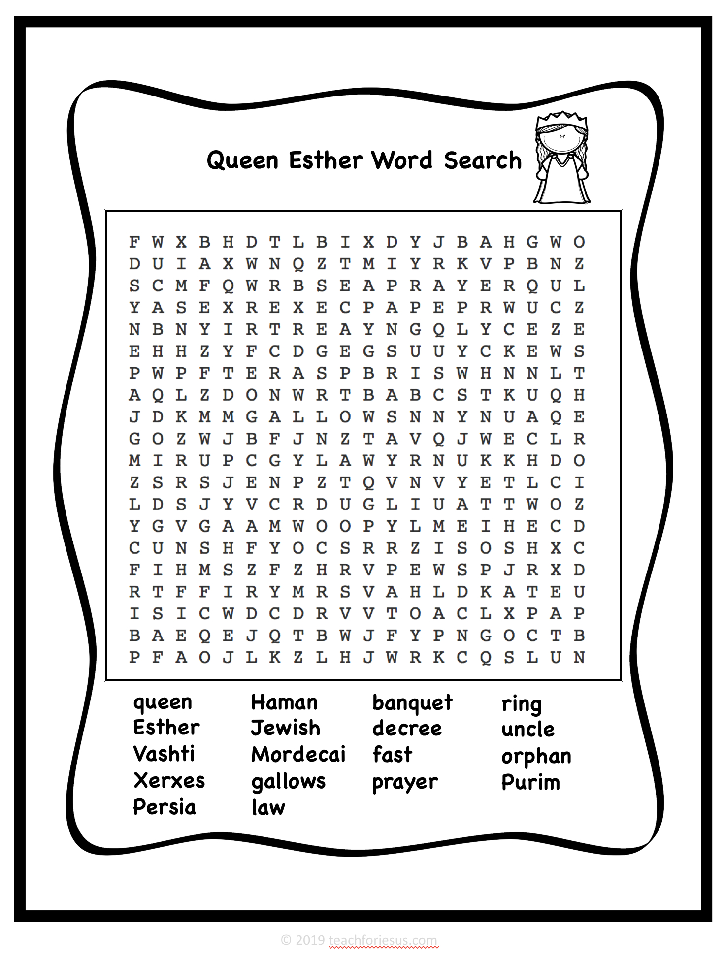 Queen Esther Word Search Freebie - Amped Up Learning intended for Queen Esther Word Search Printable