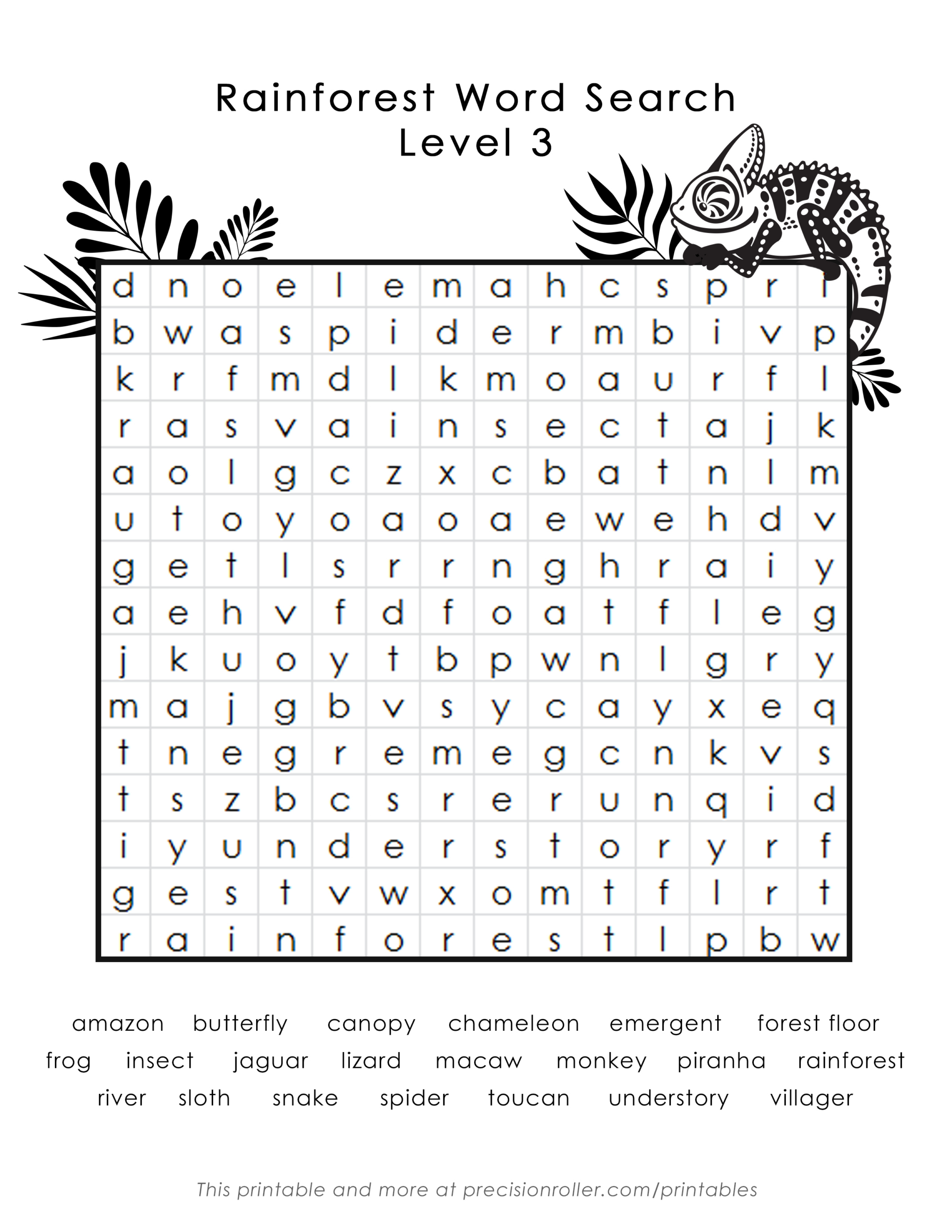 Rainforest-Themed Free Printable Word Search - Precision Printables pertaining to Free Printable Word Search For High School Students