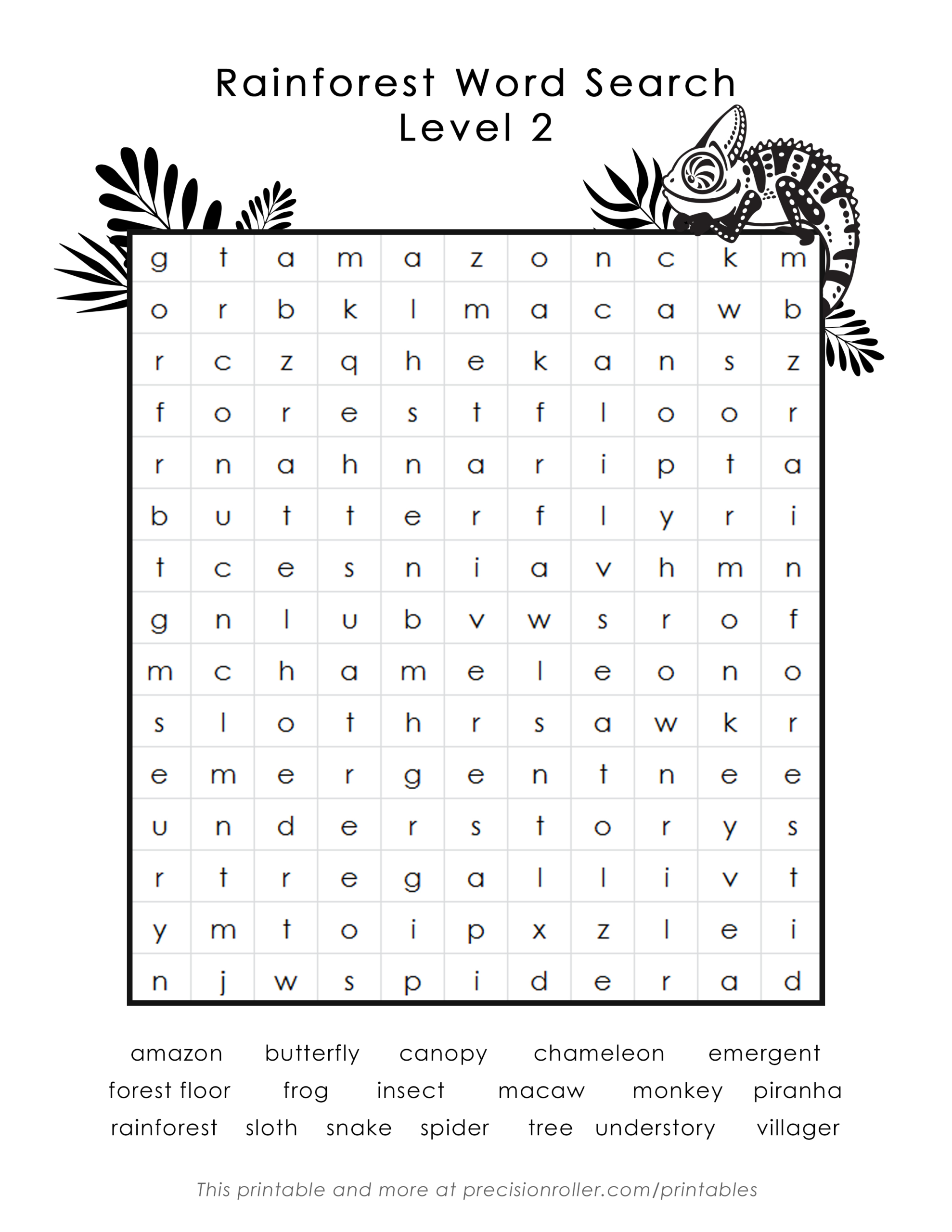 Rainforest-Themed Free Printable Word Search - Precision Printables within Free Printable Word Search Middle School
