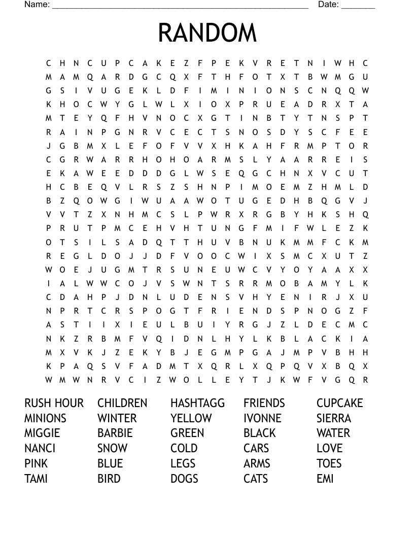Random Word Search - Wordmint within Random Word Search Printable