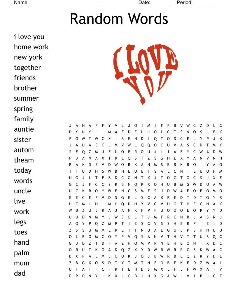 Random Words Word Search - Wordmint inside Random Word Search Printable