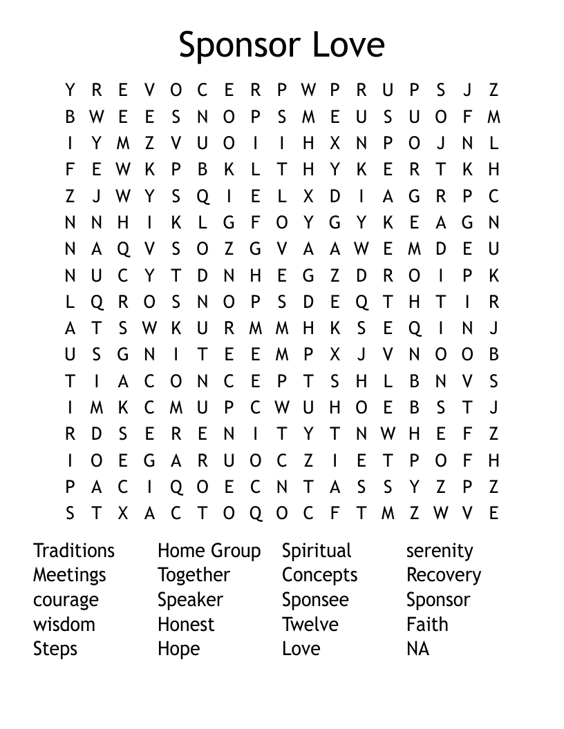 Recovery Word Search - Wordmint intended for Recovery Word Search Printable