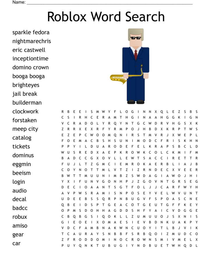 Roblox Word Search Printable Roblox Word Search Printable