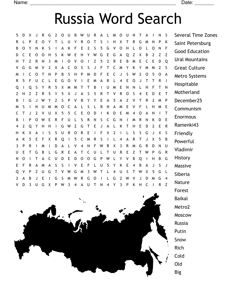 Russia Word Search - Wordmint pertaining to Russian Word Search Printable