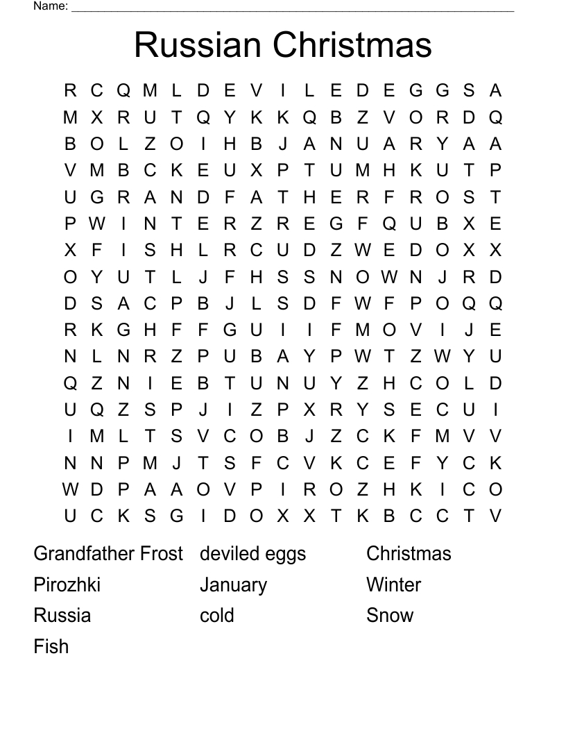 Russian Christmas Word Search - Wordmint regarding Russian Word Search Printable