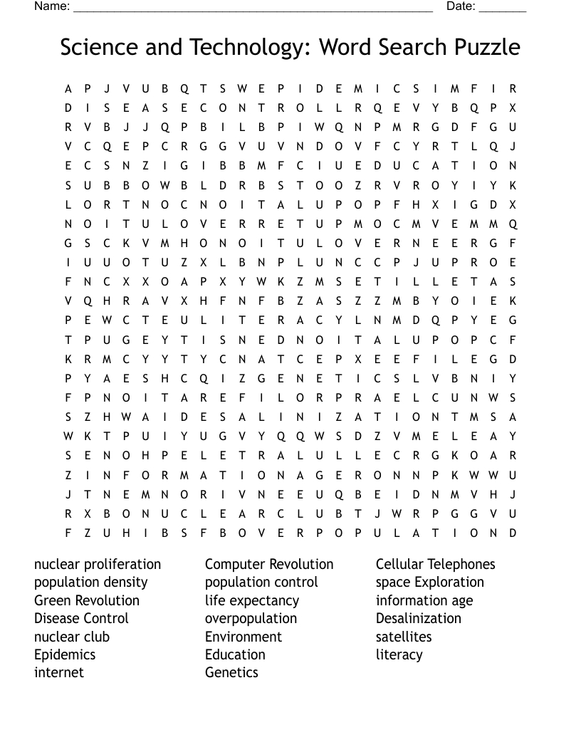 Science And Technology: Word Search Puzzle - Wordmint intended for Technology Word Search Printable