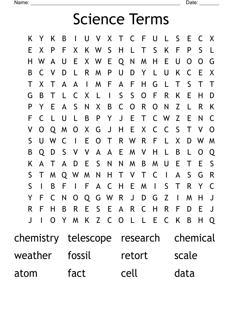 Science Terms Word Search - Wordmint throughout Word Search Science Printable