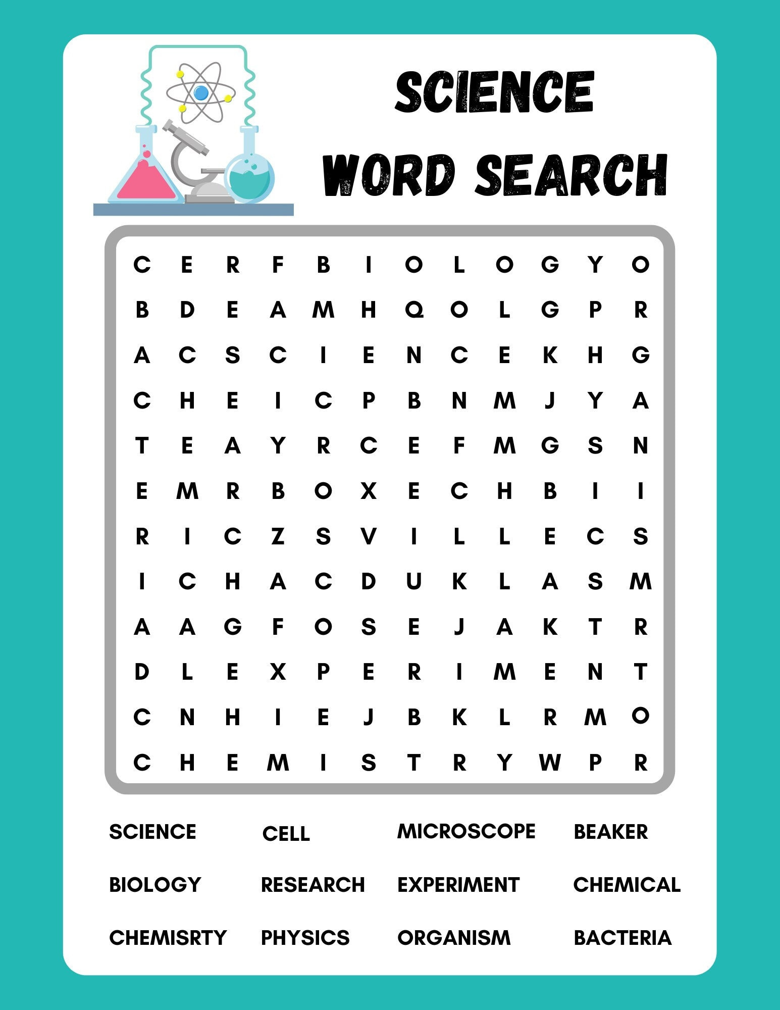 Science Word Search, Printable, Instant Download, Pdf - Etsy with Word Search Science Printable