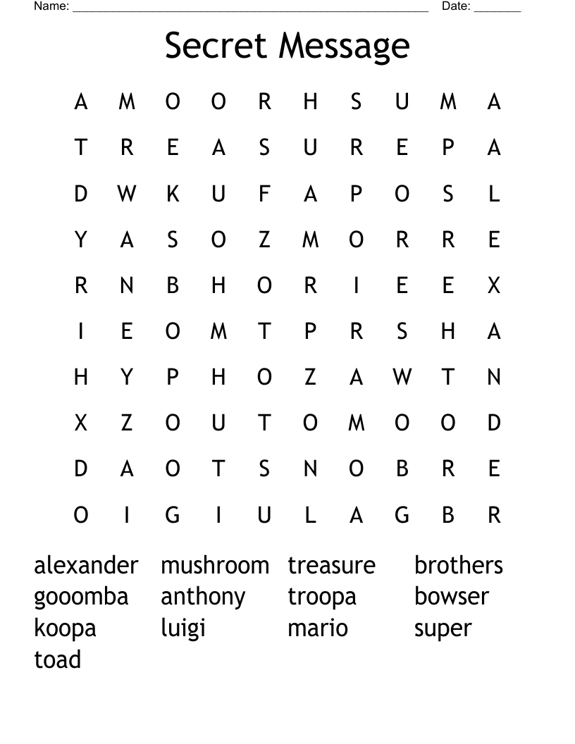 Secret Message Word Search - Wordmint intended for Word Search Puzzle With Hidden Message