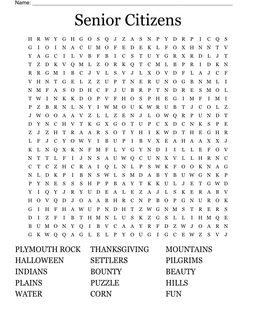 Senior Citizens Word Search - Wordmint with regard to Printable Word Search Puzzles For Seniors