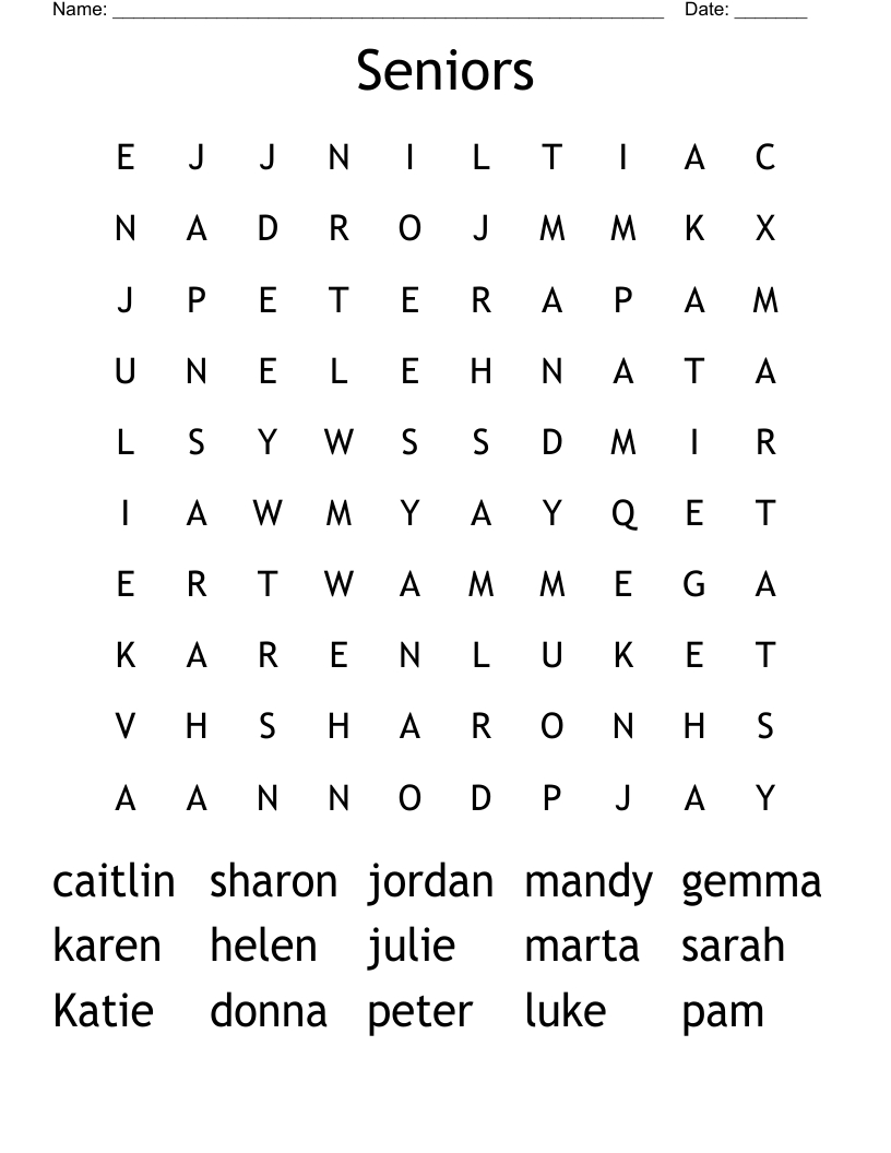 Seniors Word Search - Wordmint within Printable Word Search Seniors