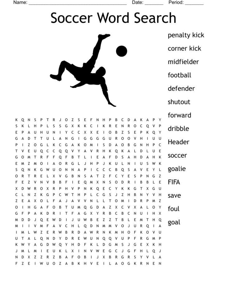 Free Printable Word Search Soccer