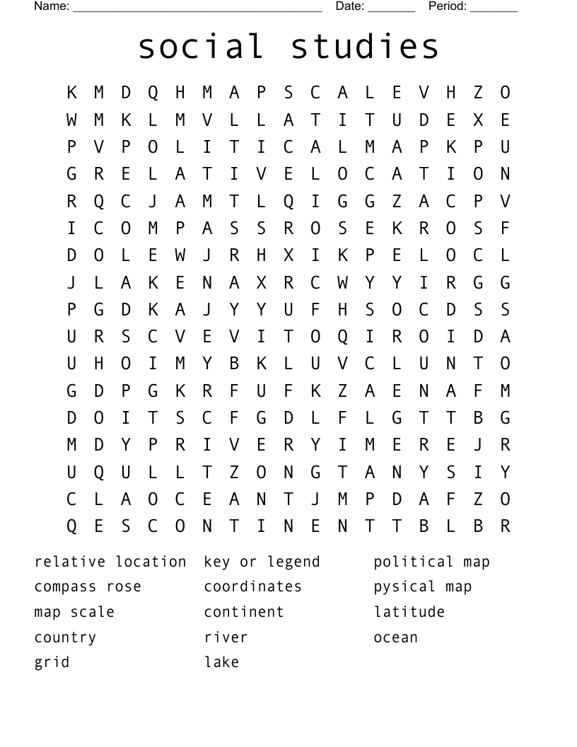 Social Studies Word Search - Wordmint for Printable Word Search Social Studies