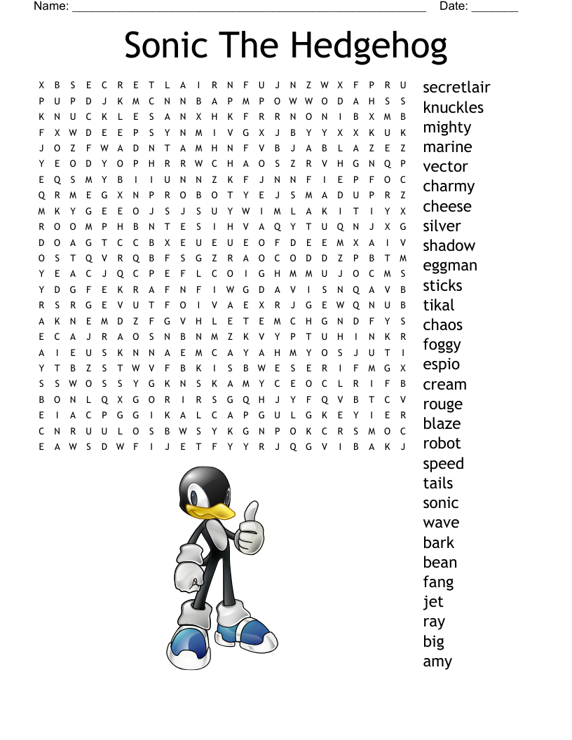 Sonic And Friends Word Search - Wordmint pertaining to Sonic Word Search Printable