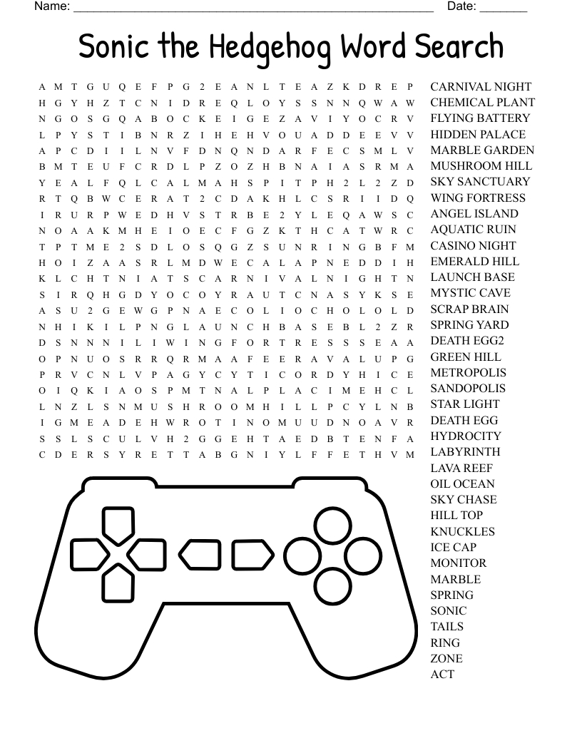 Sonic The Hedgehog Word Search - Wordmint pertaining to Sonic Word Search Printable