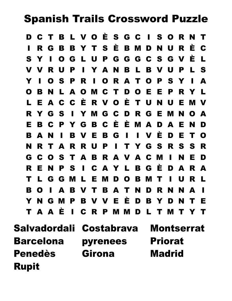 Spanish Trails Crossword Puzzle Word Search - Wordmint with regard to Free Printable Word Search and Crossword Puzzles