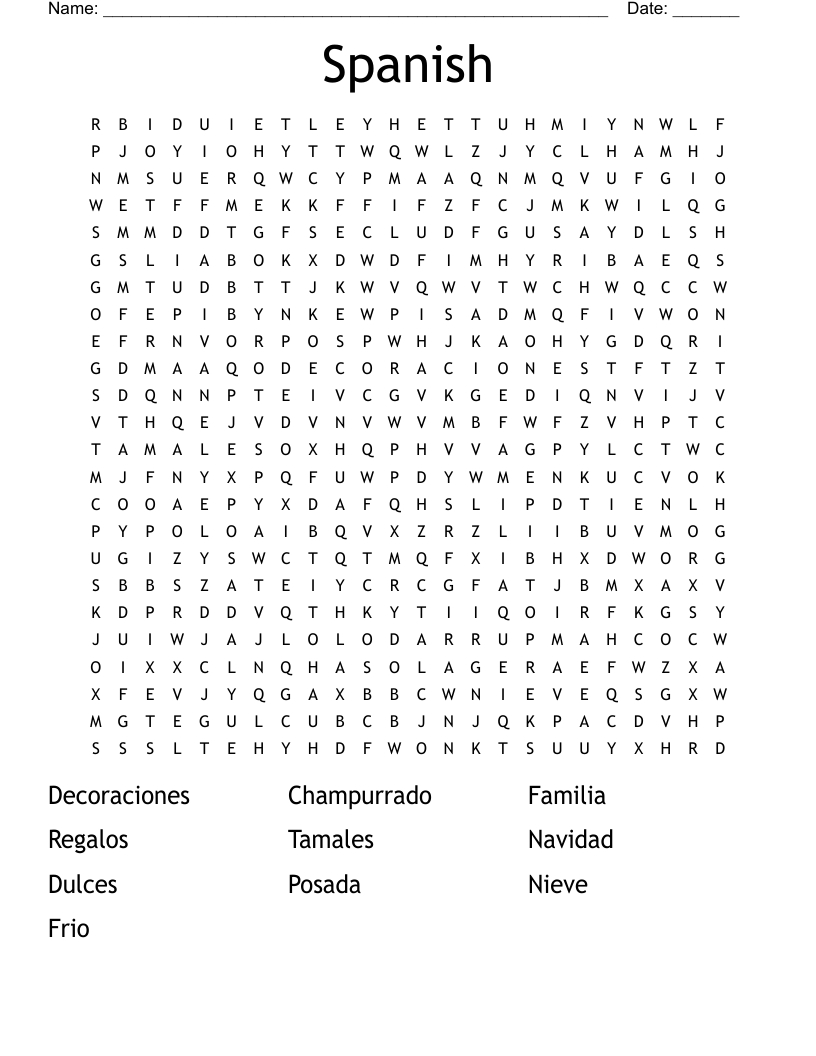 Spanish Word Search - Wordmint with regard to Free Printable Word Search Spanish