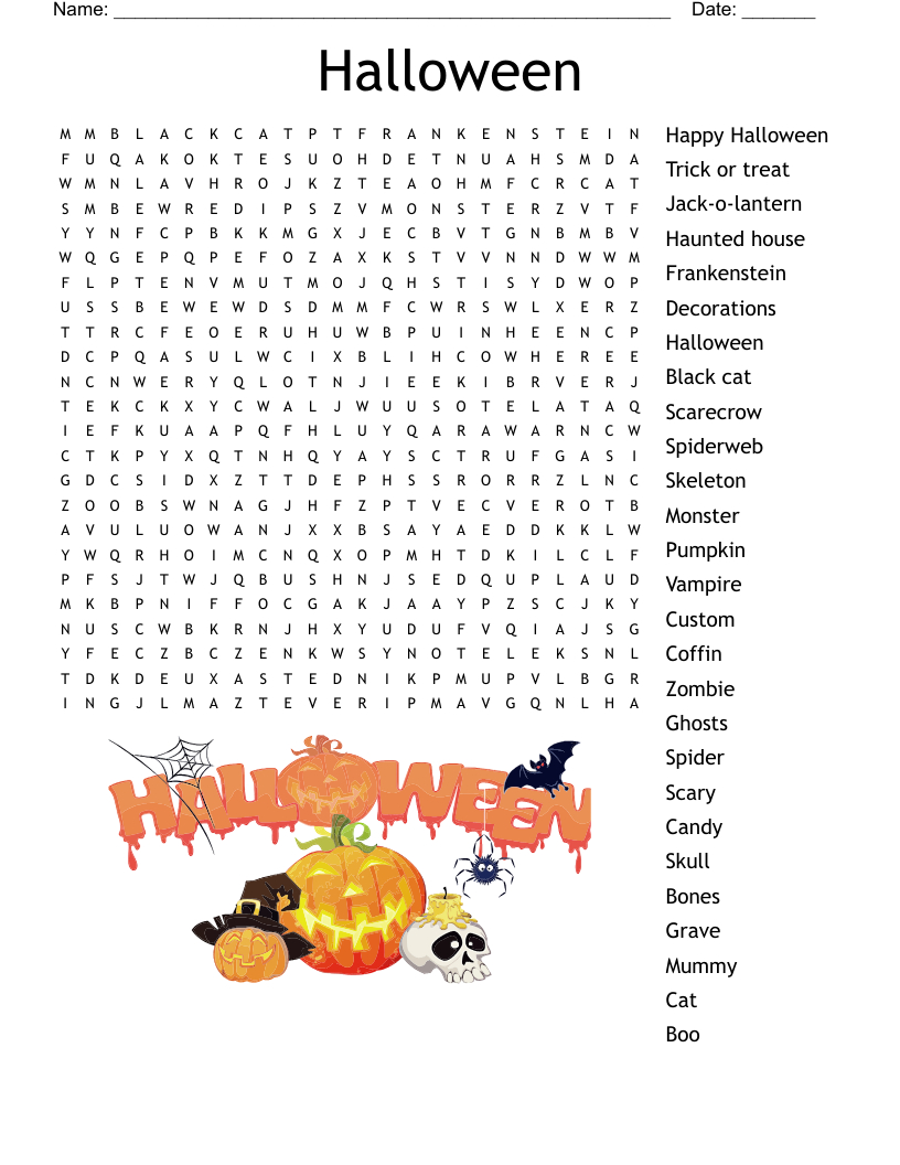 Spooky Word Search - Wordmint in Spooky Word Search Printable