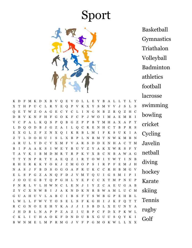 Sport Word Search - Wordmint for Free Printable Word Search Sports
