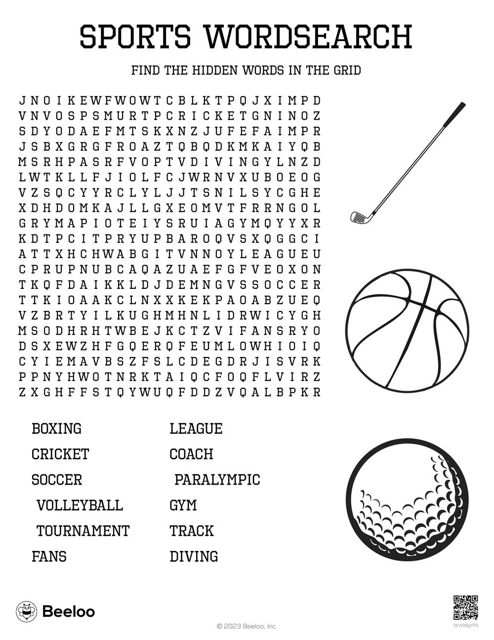 Sports-Themed Word Searches • Beeloo Printable Crafts And inside Printable Word Search Sports
