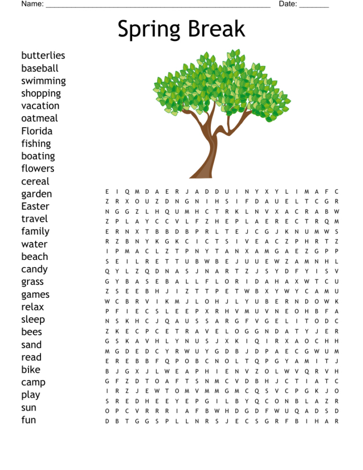 Printable Word Search Spring Break Printable Word Search Spring Break