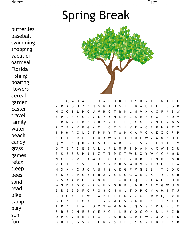 Spring Break Word Search - Wordmint with regard to Printable Word Search Spring Break