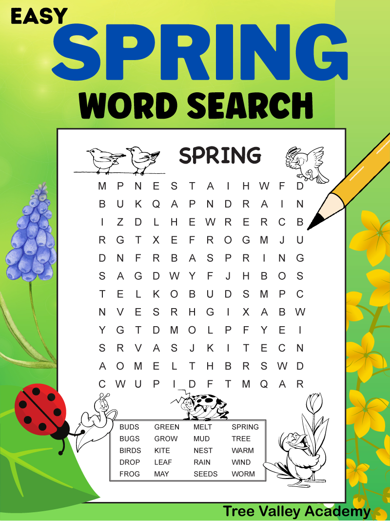 Spring Word Search 1St Grade - Tree Valley Academy pertaining to Free Spring Word Search Printable
