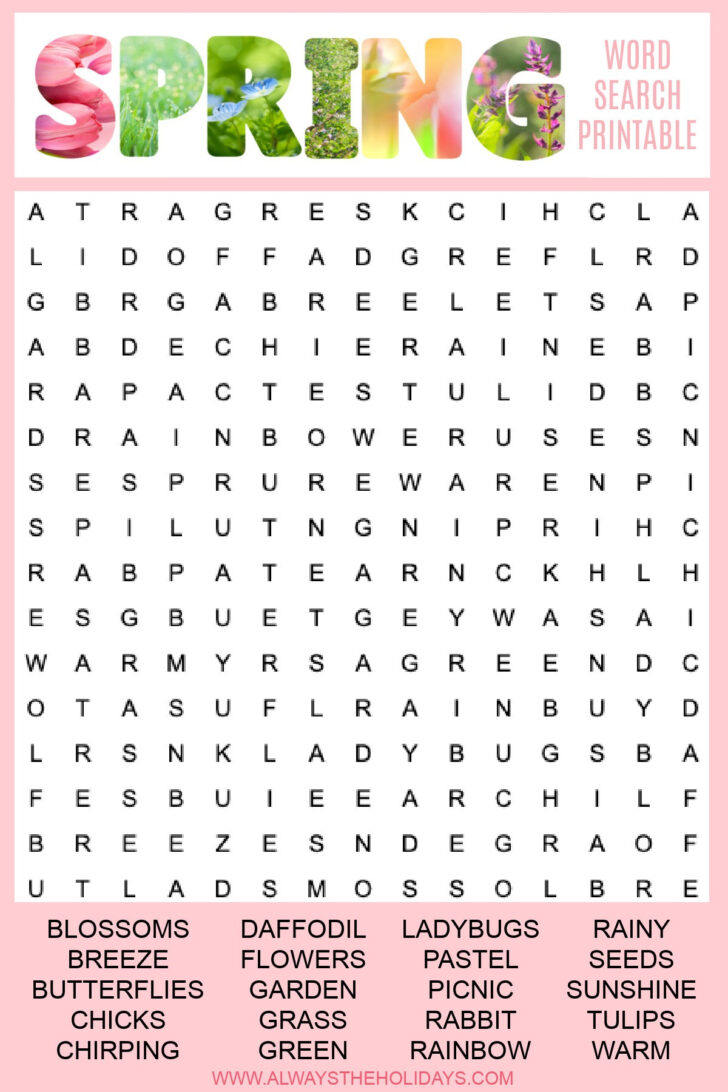 Springtime Word Search Printable