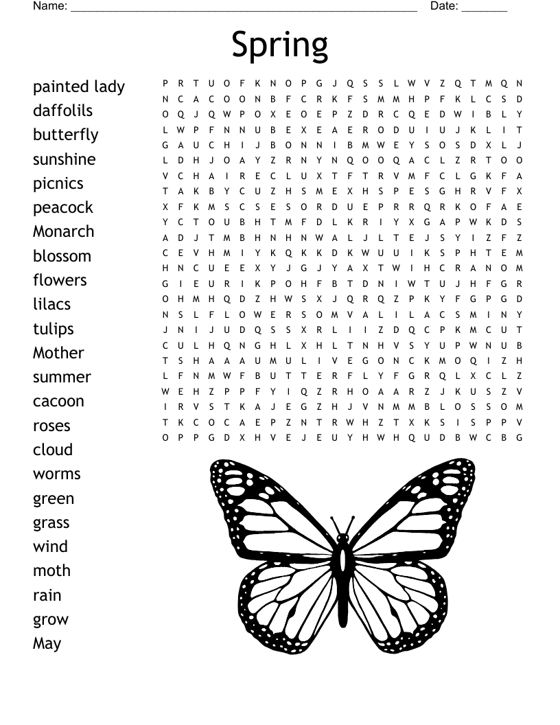Spring Word Search - Wordmint for Springtime Word Search Printable