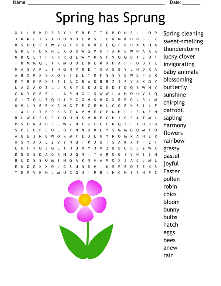 Free Printable Word Search Puzzles For Spring