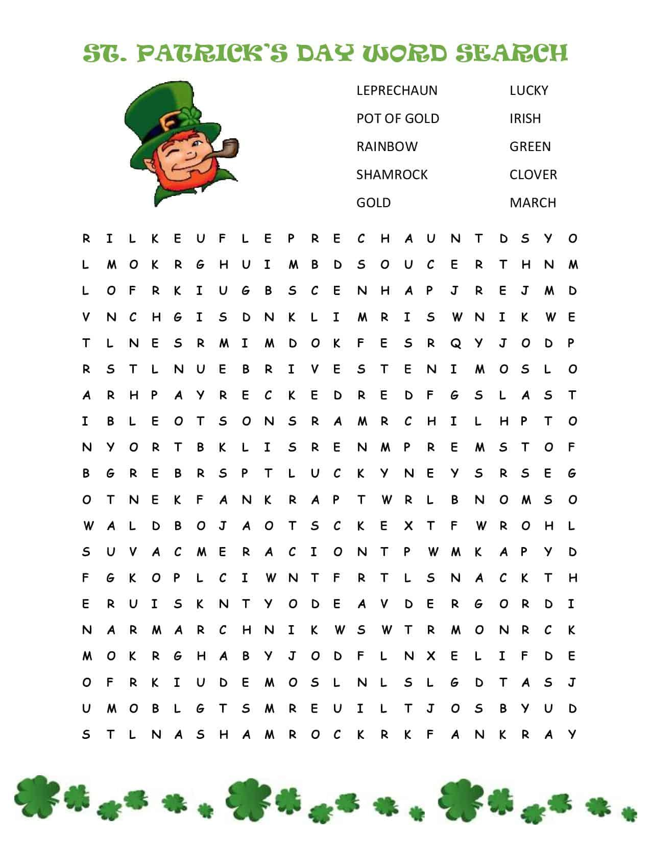 St. Patrick&amp;#039;S Day Word Search {Free Printable!} - Cook. Craft. Love. in St Patricks Day Word Search Free Printable