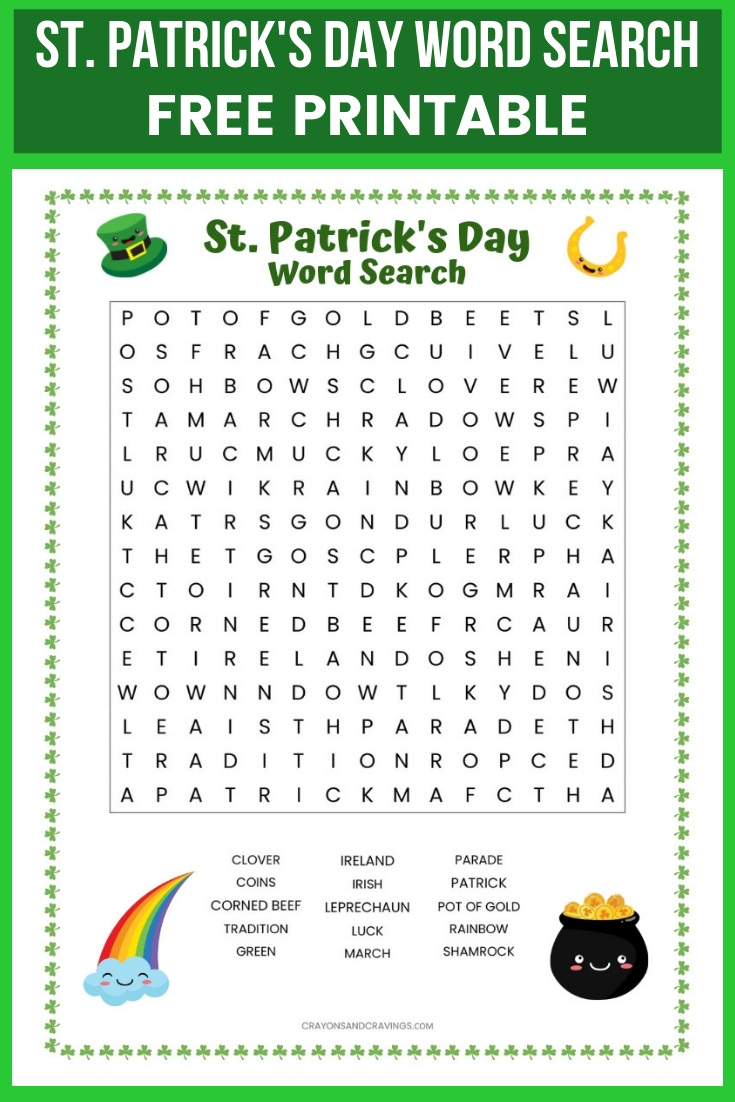 St. Patrick&amp;#039;S Day Word Search Free Printable Worksheet in Printable St Patrick&amp;#039;S Day Word Search