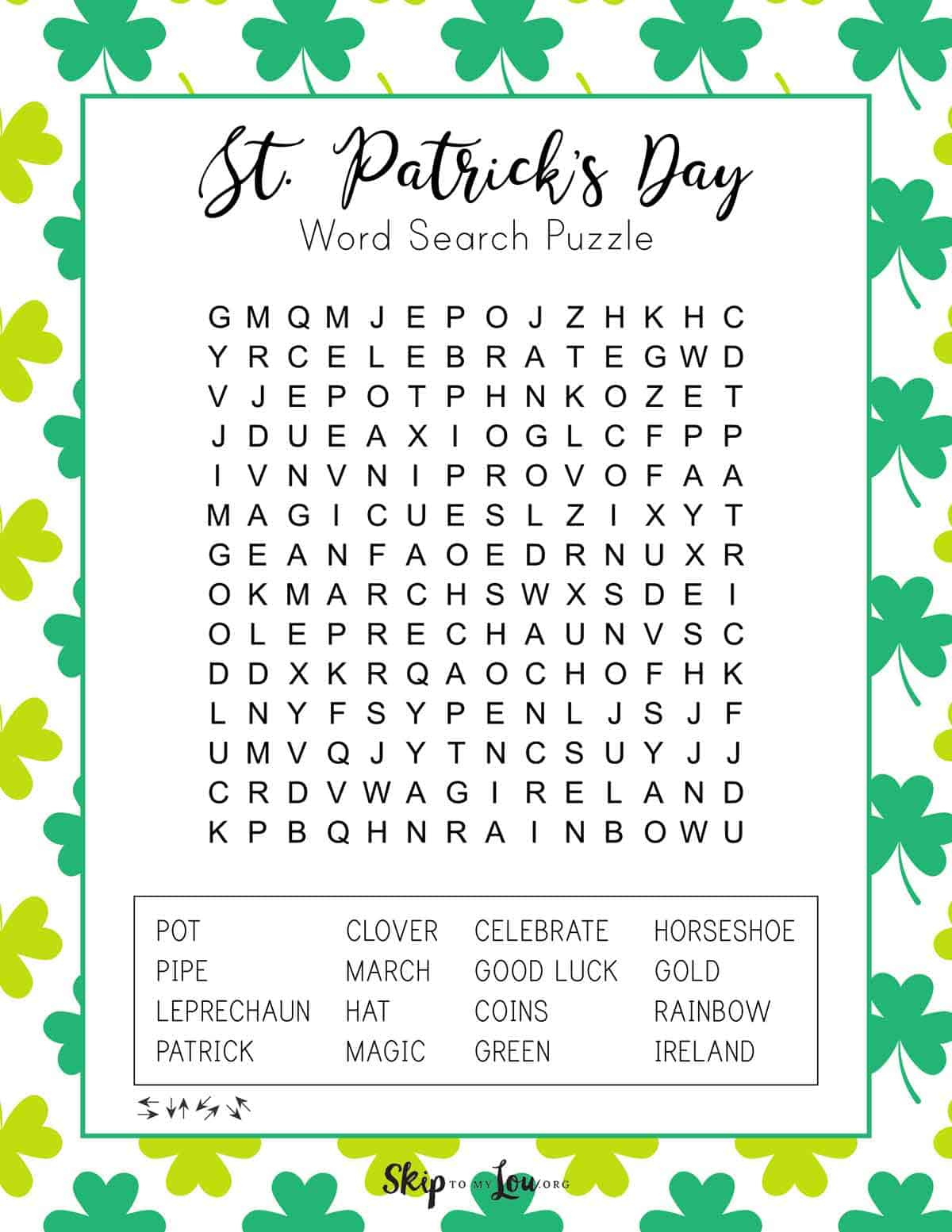 St Patrick&amp;#039;S Day Word Search | Skip To My Lou pertaining to St Patrick Word Search Printable