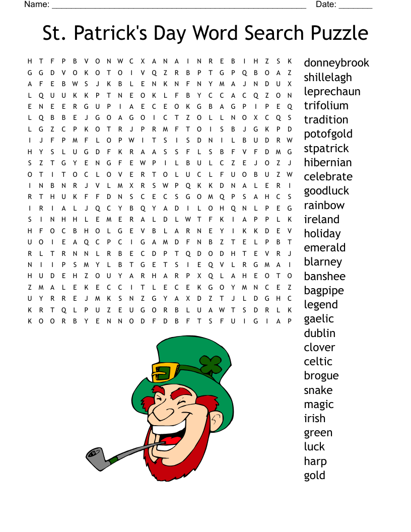 St. Patrick&amp;#039;S Day Word Search - Wordmint inside St Patrick Word Search Printable
