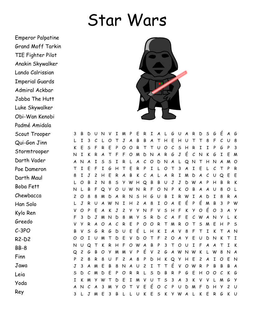 Star Wars Word Search - Wordmint with regard to Star Wars Printable Word Search