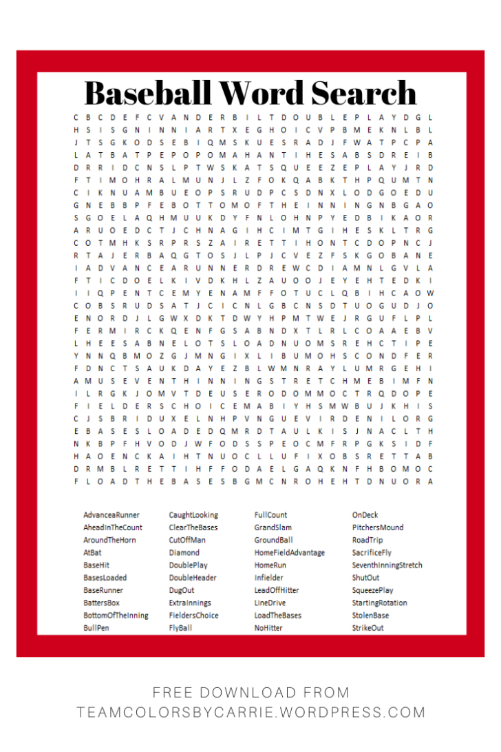Free Printable Word Search Puzzles Baseball Free Printable Word Search Puzzles Baseball