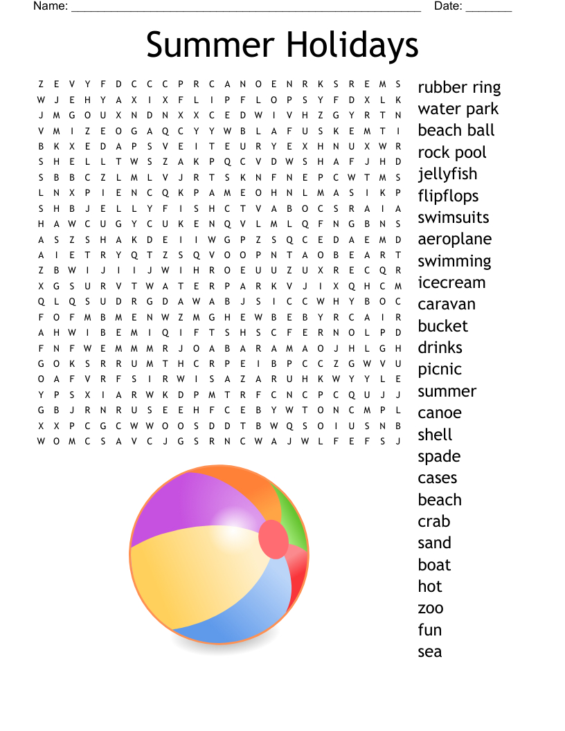 Summer Holidays Word Search - Wordmint inside Word Search Holidays Printable