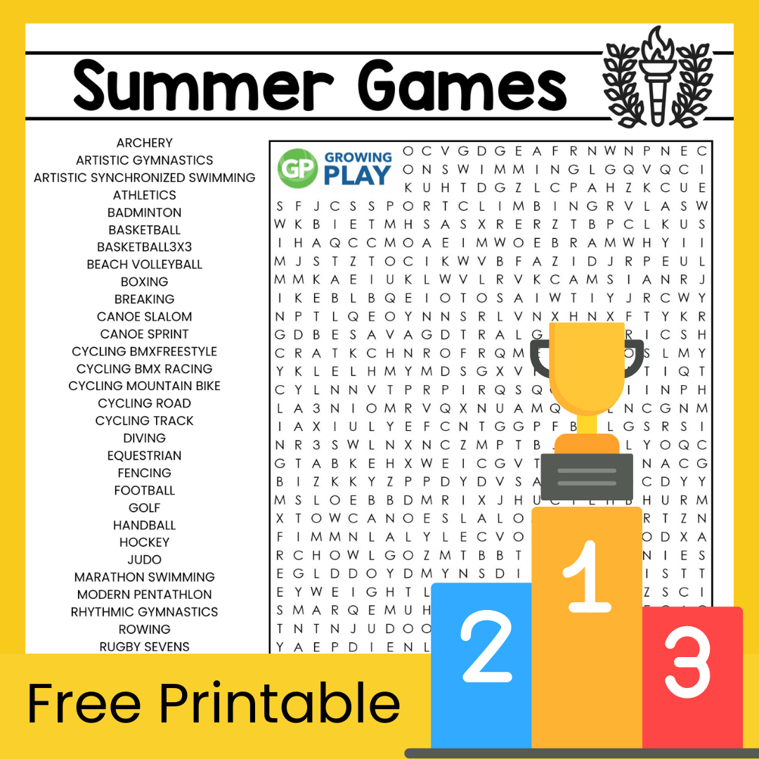 Summer Olympic Word Search Free Printable - Growing Play for Olympic Games Word Search Printable