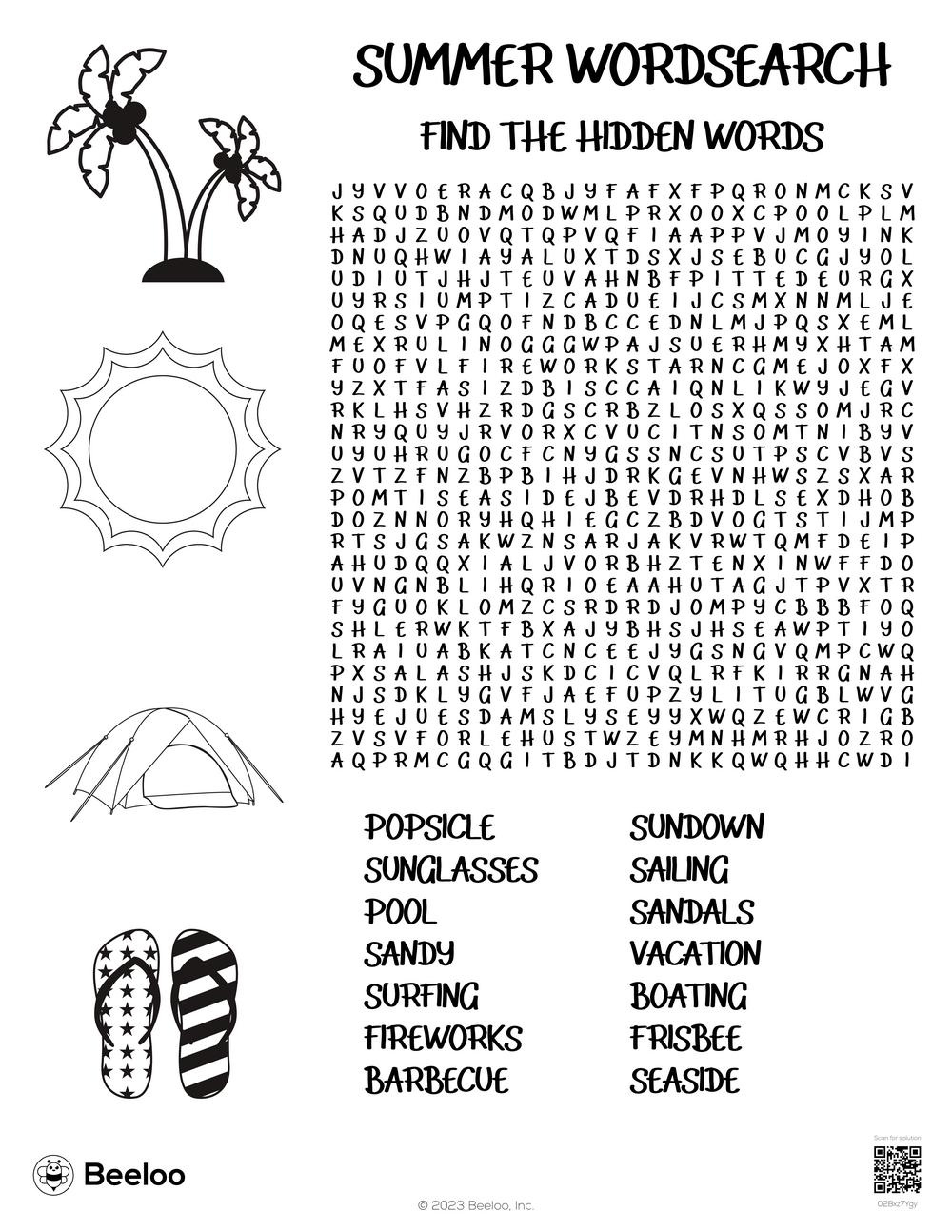 Summer-Themed Word Searches • Beeloo Printable Crafts And in Summertime Word Search Printable