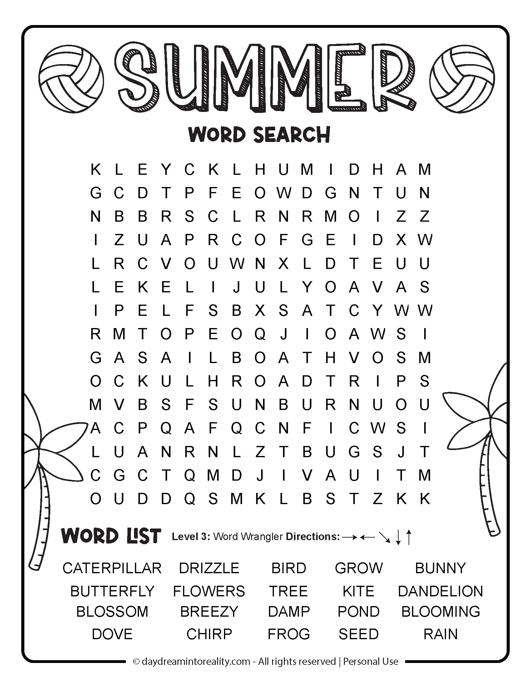 Summer Word Search Free Pdf Printables | 6 Levels Of Difficulty regarding Word Search Puzzles Printable