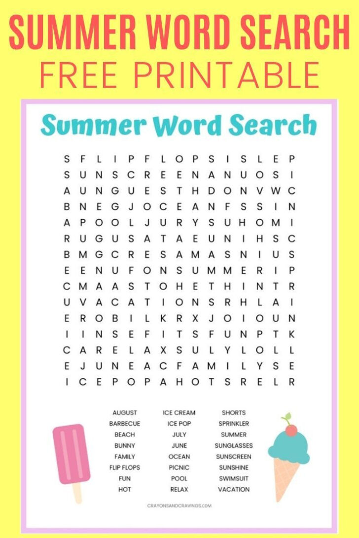 Summer Word Search Puzzles Printable
