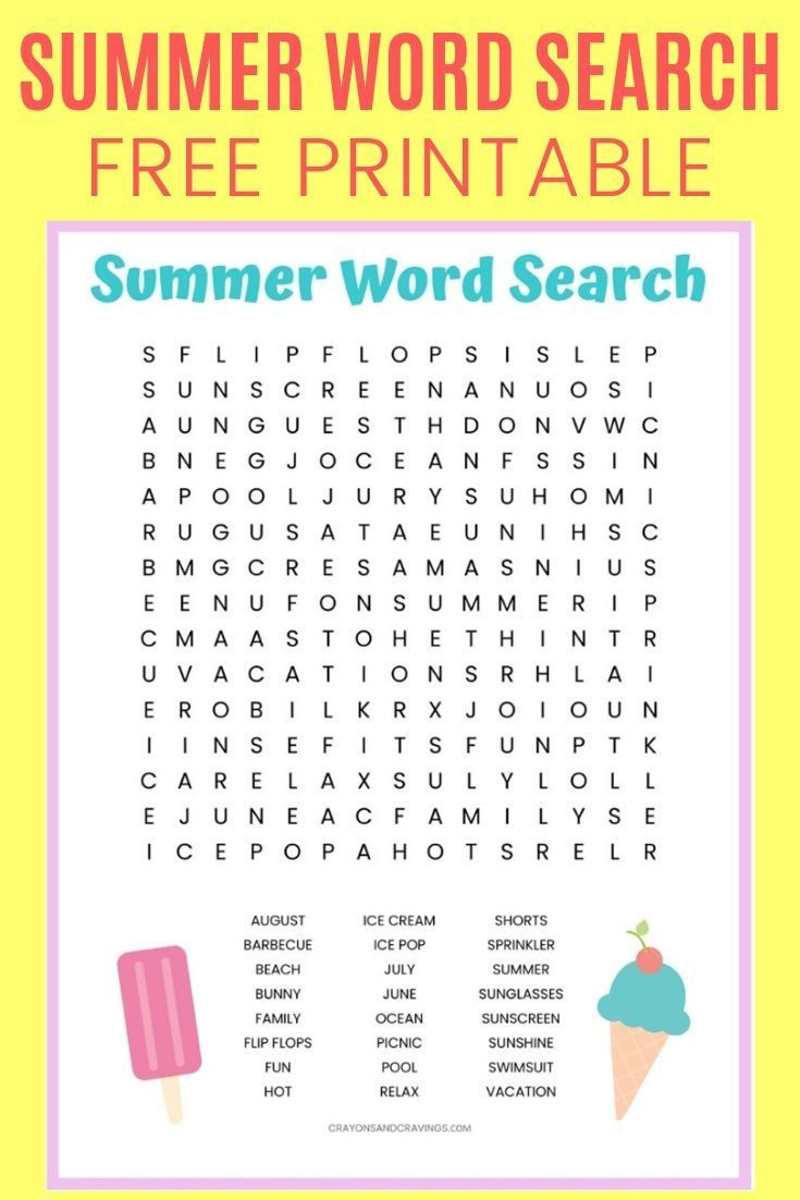 Summer Word Search Free Printable Worksheet For Kids pertaining to Free Printable Word Search For Kids Summer