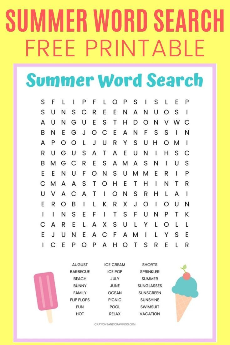Summer Word Search Free Printable Worksheet For Kids with Free Printable Word Searches Summer