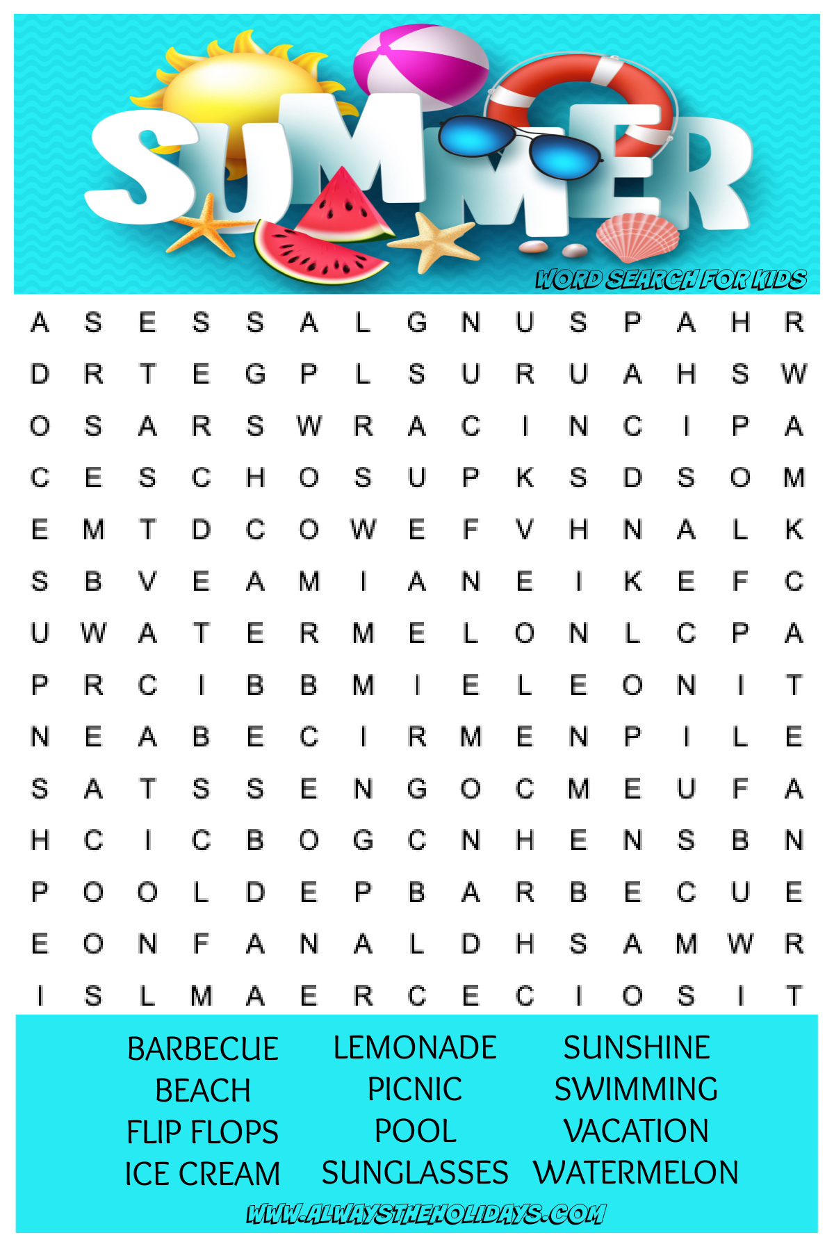 Summer Word Search Printable - Free Word Search &amp;amp; Answer Key within Printable Word Search Answer Key