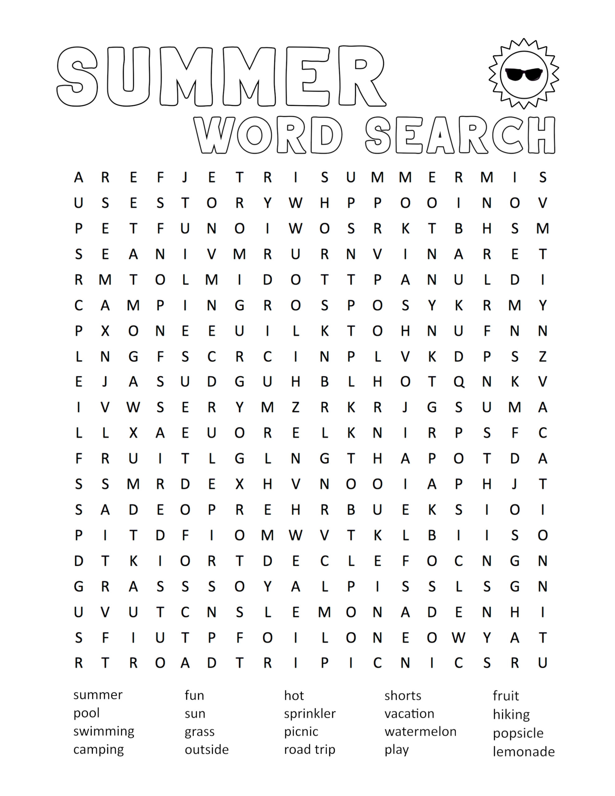 Summer Word Search Printable - Paper Trail Design for Free Printable Word Search For Summer