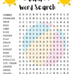 Summer Word Search Puzzle With Answer Sheet| Seasonal Games For Summer Large Print Word Search Printable