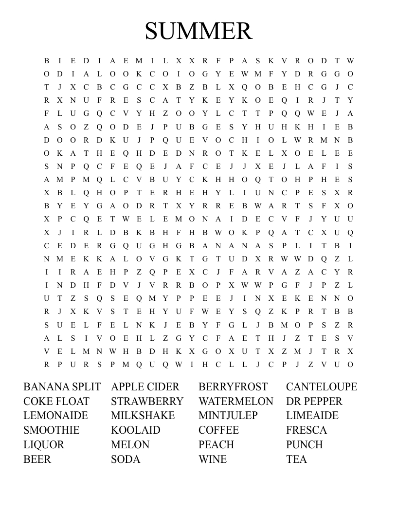 Summer Word Search - Wordmint with Word Search Printable Summer