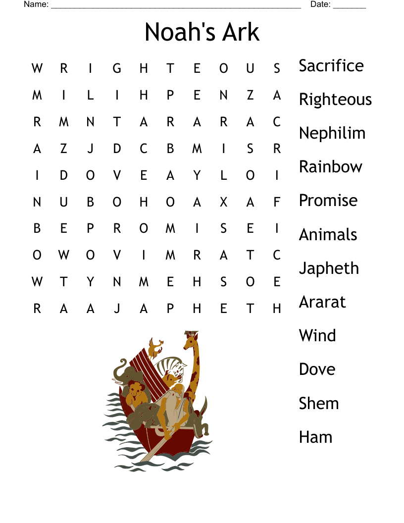 Sunday School (Noah) Word Search - Wordmint with Noah&amp;amp;#039;s Ark Word Search Printable